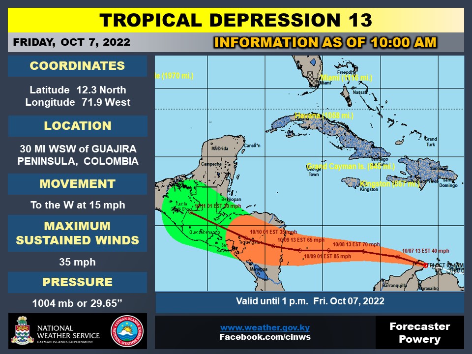 This system poses no immediate threat to the Cayman Islands. The Cayman Islands National Weather Service will continue to monitor the progress of this system. 